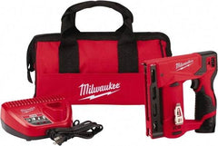 Milwaukee Tool - Battery Crown Stapler - 3/8" Staples, Red & Black - Americas Industrial Supply
