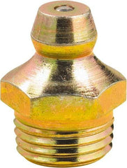 lumax - Straight Head Angle, M10x1 Metric Steel Grease Fitting Adapter - 11mm Hex, 0.63" Overall Height, 1/4" Shank Length - Americas Industrial Supply