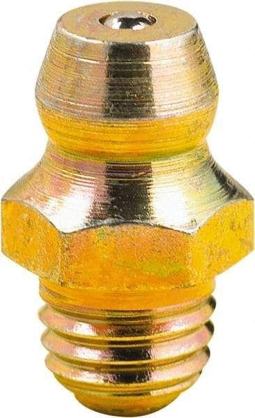 lumax - Straight Head Angle, M8x1 Metric Steel Grease Fitting Adapter - 9mm Hex, 0.63" Overall Height, 1/4" Shank Length - Americas Industrial Supply