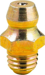 lumax - Straight Head Angle, M8x1 Metric Steel Grease Fitting Adapter - 9mm Hex, 0.63" Overall Height, 1/4" Shank Length - Americas Industrial Supply