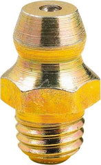 lumax - Straight Head Angle, M6x1 Metric Steel Grease Fitting Adapter - 7mm Hex, 0.6" Overall Height, 1/4" Shank Length - Americas Industrial Supply