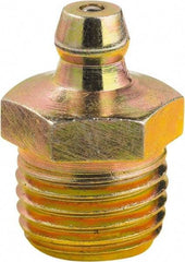 lumax - Straight Head Angle, 1/4 PTF Steel Grease Fitting Adapter - 9/16" Hex, 7/8" Overall Height, 0.42" Shank Length - Americas Industrial Supply