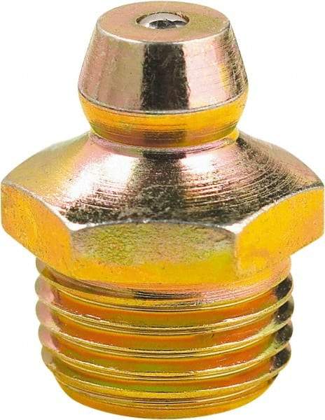 lumax - Straight Head Angle, 1/8 PTF Steel Grease Fitting Adapter - 7/16" Hex, 0.63" Overall Height, 0.28" Shank Length - Americas Industrial Supply