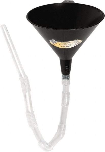 lumax - 16 oz Capacity Plastic Funnel - 5-1/2" Mouth OD, 5/8" Tip OD, 18" Flexible Spout, Black - Americas Industrial Supply