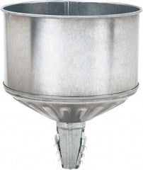 lumax - 256 oz Capacity Steel Funnel - 9-1/2" Mouth OD, 1-1/4" Tip OD, 3-3/4" Straight Spout, Silver - Americas Industrial Supply