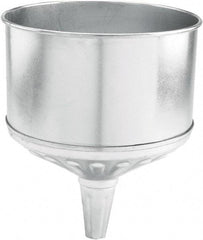 lumax - 256 oz Capacity Steel Funnel - 9-1/2" Mouth OD, 1-1/4" Tip OD, 3-3/4" Straight Spout, Silver - Americas Industrial Supply