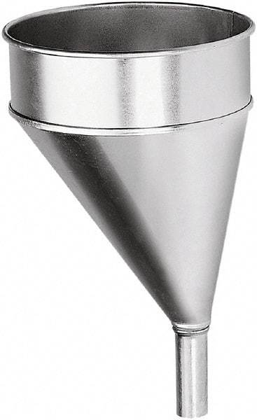 lumax - 204 oz Capacity Steel Funnel - 8-1/2" Mouth OD, 1-1/8" Tip OD, 3-1/4" Straight Spout, Silver - Americas Industrial Supply