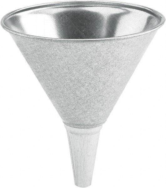 lumax - 64 oz Capacity Steel Funnel - 8-1/2" Mouth OD, 1/2" Tip OD, 3-1/4" Straight Spout, Silver - Americas Industrial Supply