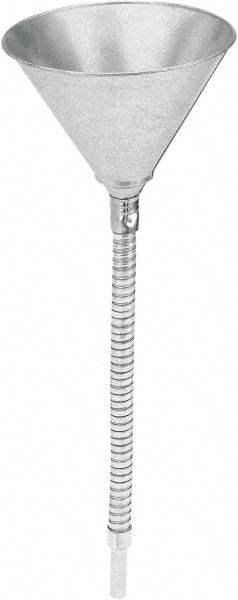 lumax - 16 oz Capacity Steel Funnel - 6" Mouth OD, 1/2" Tip OD, 13-1/4" Flexible Spout, Silver - Americas Industrial Supply