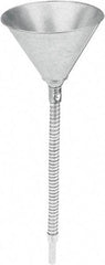 lumax - 16 oz Capacity Steel Funnel - 6" Mouth OD, 1/2" Tip OD, 13-1/4" Flexible Spout, Silver - Americas Industrial Supply