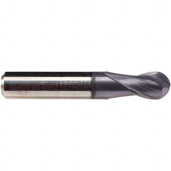 Emuge - 10mm Diam, 14mm LOC, 2 Flute Solid Carbide Ball End Mill - TiAlN Finish, Single End, 66mm OAL, 10mm Shank Diam, Ball Flute - Americas Industrial Supply