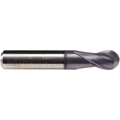 Emuge - 10mm Diam, 14mm LOC, 2 Flute Solid Carbide Ball End Mill - TiAlN Finish, Single End, 66mm OAL, 10mm Shank Diam, Ball Flute - Americas Industrial Supply