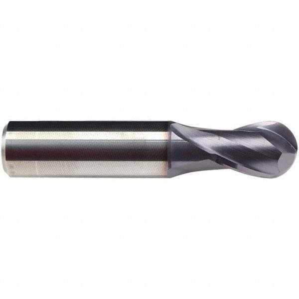 Emuge - 3/4" Diam, 1" LOC, 2 Flute Solid Carbide Ball End Mill - TiAlN Finish, Single End, 3-3/4" OAL, 3/4" Shank Diam, Ball Flute - Americas Industrial Supply
