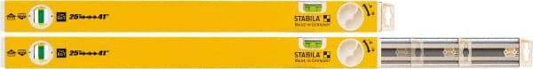 Stabila - 2 Vial, 41" Long, Aluminum Expandable Level - Yellow, 2" Wide, (1) Level & (1) Plumb Vials - Americas Industrial Supply