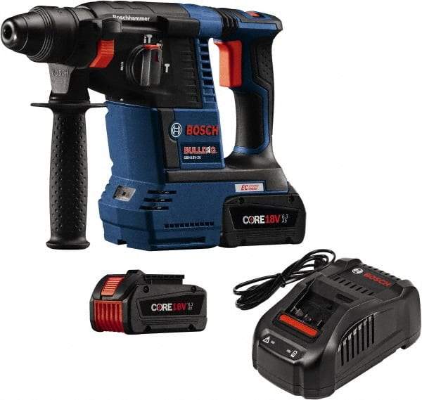 Bosch - 18 Volt SDS Plus Chuck Cordless Rotary Hammer - 0 to 4,300 BPM, 0 to 900 RPM, Reversible - Americas Industrial Supply