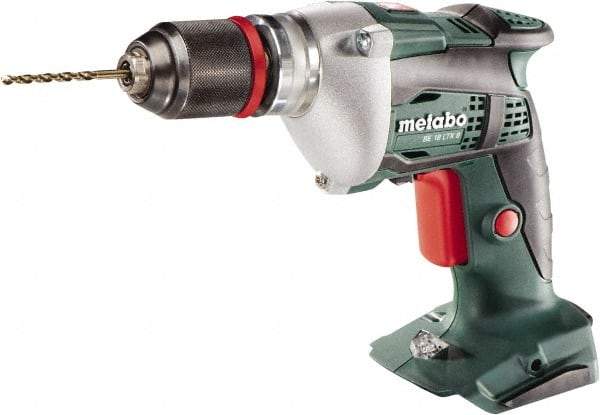 Metabo - 18 Volt 0.3529" Chuck Pistol Grip Handle Cordless Drill - 4000 RPM, Keyless Chuck, Reversible, Lithium-Ion Batteries Not Included - Americas Industrial Supply