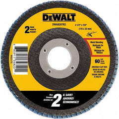 DeWALT - 60 Grit, 4-1/2" Wheel Diam, 3/4" Wheel Thickness, 7/8" Arbor Hole, Type 29 Depressed Center Wheel - Medium Grade, Zirconia Alumina, 13,300 Max RPM - Americas Industrial Supply