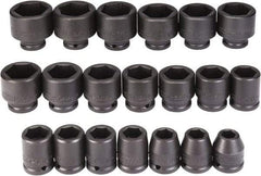 Proto - 20 Piece 3/4" Drive Black Finish Impact Socket Set - 6 Points, 5/8" to 2" Range, Inch Measurement Standard - Americas Industrial Supply