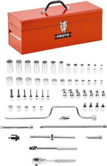 Proto - 58 Piece 3/8" Drive Chrome Finish Deep Well Socket Set - 8, 12 Points, 1/4" to 1" Range, Inch Measurement Standard - Americas Industrial Supply
