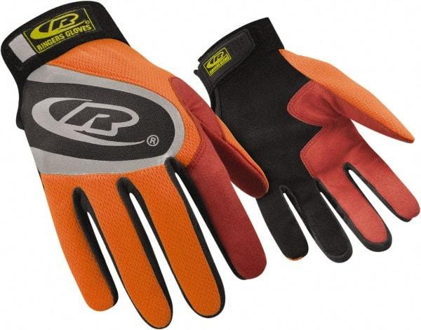 Ringers Gloves - Size 3XL (13) Synthetic Blend Work Gloves - For General Purpose, Uncoated, Hook & Loop Cuff, Orange/Red/Black, Paired - Americas Industrial Supply