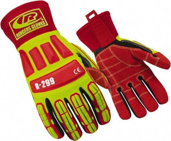 Ringers Gloves - Size 2XL (12), ANSI Cut Lvl 4, Cut & Puncture Resistant Gloves - Open Cuff, Hi-Vis Yellow/Red/Black, Paired - Americas Industrial Supply
