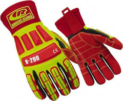Ringers Gloves - Size XL (11), ANSI Cut Lvl 4, Cut & Puncture Resistant Gloves - Open Cuff, Hi-Vis Yellow/Red/Black, Paired - Americas Industrial Supply