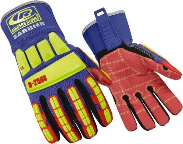 Ringers Gloves - Size S (8), ANSI Cut Lvl 6, Cut & Puncture Resistant Gloves - Open Cuff, Hi-Vis Yellow/Red/Black/Blue, Paired - Americas Industrial Supply