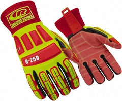 Ringers Gloves - Size XL (11), ANSI Cut Lvl 5, Cut & Puncture Resistant Gloves - Open Cuff, Hi-Vis Yellow/Red/Black, Paired - Americas Industrial Supply
