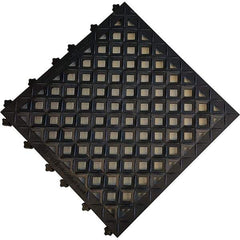 Ergo Advantage - 18" Long x 18" Wide x 1" Thick, Anti-Fatigue Modular Matting Anti-Fatigue Flooring - 2 Interlocking Sides, Black, For Dry Areas - Americas Industrial Supply