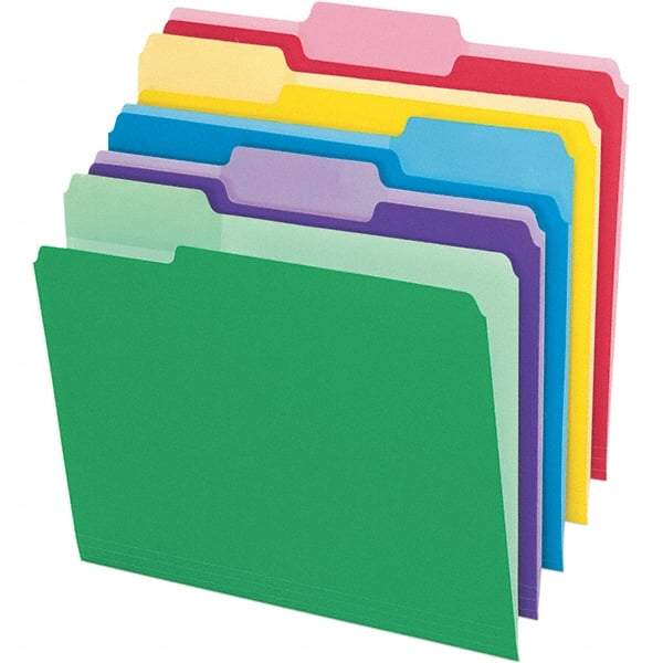Pendaflex - 11-5/8 x 9-1/2", Letter Size, Assorted Colors, File Folders with Top Tab - 11 Point Stock, Assorted Tab Cut Location - Americas Industrial Supply