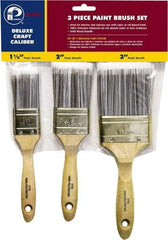 Premier Paint Roller - 1-1/2, 2 & 3" Flat Polyester General Purpose Paint Brush Set - 2-1/4 & 2-1/2 & 3" Bristle Length, 6 & 6-1/2" Wood Beavertail Handle - Americas Industrial Supply