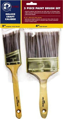 Premier Paint Roller - 2 & 4" Angle/Flat Polyester General Purpose Paint Brush Set - 2-1/2 & 3-1/2" Bristle Length, 6 & 6-1/2" Wood Sash & Beavertail Handle - Americas Industrial Supply