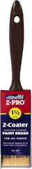 Premier Paint Roller - 1-1/2" Flat Polyester General Purpose Paint Brush - 2-1/4" Bristle Length, 5" Plastic Beavertail Handle - Americas Industrial Supply