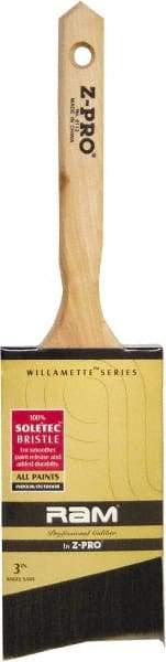Premier Paint Roller - 3" Angled Polyester Angular Brush - 3-1/2" Bristle Length, 2" Wood Sash Handle - Americas Industrial Supply