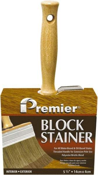 Premier Paint Roller - 6" Flat Polyester/Natural Stainer Brush - 3-1/4" Bristle Length, 5-1/4" Wood Threaded Wood Handle - Americas Industrial Supply