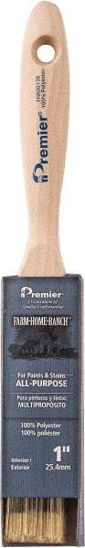 Premier Paint Roller - 1" Flat Polyester General Purpose Paint Brush - 2-1/4" Bristle Length, 5-1/4" Wood Beavertail Handle - Americas Industrial Supply