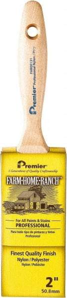 Premier Paint Roller - 2" Flat Nylon/Polyester General Purpose Paint Brush - 2-3/4" Bristle Length, 5-1/4" Wood Beavertail Handle - Americas Industrial Supply