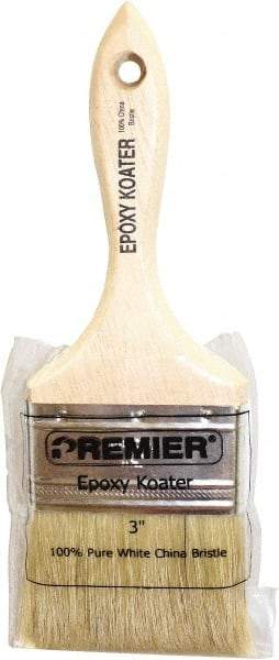 Premier Paint Roller - 3" Flat White China Bristle Varnish Brush - 2-1/4" Bristle Length, 5-1/2" Wood Beavertail Handle - Americas Industrial Supply