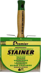 Premier Paint Roller - 6" Flat White China Bristle Stainer Brush - 3-1/4" Bristle Length, 5-1/4" Wood Threaded Wood Handle - Americas Industrial Supply