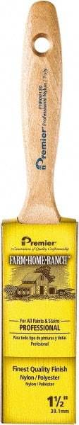 Premier Paint Roller - 1-1/2" Flat Nylon/Polyester General Purpose Paint Brush - 2-1/2" Bristle Length, 4-3/4" Wood Beavertail Handle - Americas Industrial Supply