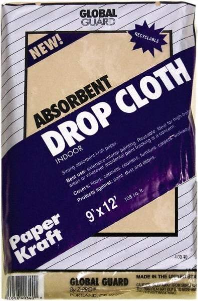 Premier Paint Roller - Medium Weight Paper Drop Cloth - 12' x 9', 1 mil Thick, Off White - Americas Industrial Supply