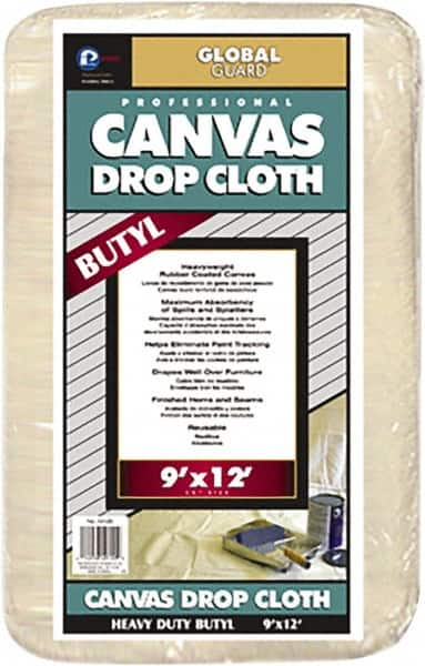 Premier Paint Roller - Heavy Weight Canvas Drop Cloth - 12' x 9', 1 mil Thick, Off White - Americas Industrial Supply