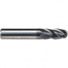 Emuge - 7/16" Diam, 7/8" LOC, 4 Flute Solid Carbide Ball End Mill - CrN Finish, Single End, 2-1/2" OAL, 3/8" Shank Diam, Ball Flute - Americas Industrial Supply