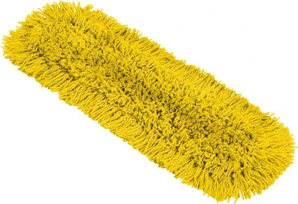 Rubbermaid - 25-1/4" Long x 5-1/2" Wide Cotton Blend Dust Mop Pad - Hook & Loop, Yellow, Rectangular Head, Launderable - Americas Industrial Supply
