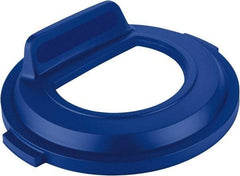 Rubbermaid - Round Lid for Use with 32 Gal Round Recycle Containers - Blue, Polyethylene, For Brute Trash Cans - Americas Industrial Supply