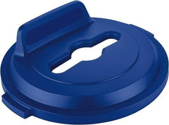 Rubbermaid - Round Lid for Use with 32 Gal Round Recycle Containers - Blue, Polyethylene, For Brute Trash Cans - Americas Industrial Supply