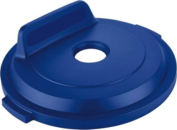 Rubbermaid - Round Lid for Use with 32 Gal Round Recycle Containers - Blue, Polyethylene, For Brute Trash Cans - Americas Industrial Supply