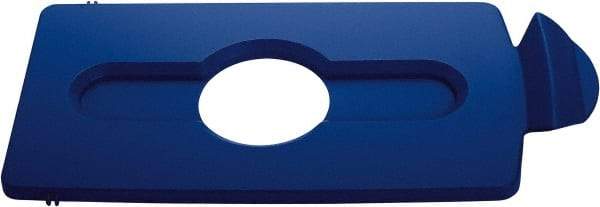 Rubbermaid - Rectangle Lid for Use with 23 Gal Rectangular Recycle Containers - Blue, Polypropylene, For Slim Jim Trash Cans - Americas Industrial Supply