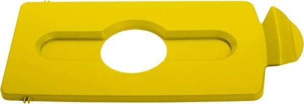 Rubbermaid - Rectangle Lid for Use with 23 Gal Rectangular Recycle Containers - Yellow, Polypropylene, For Slim Jim Trash Cans - Americas Industrial Supply