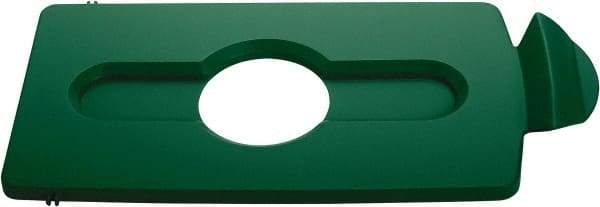 Rubbermaid - Rectangle Lid for Use with 23 Gal Rectangular Recycle Containers - Green, Polypropylene, For Slim Jim Trash Cans - Americas Industrial Supply